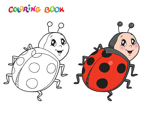 Coloring book with ladybug vector illustration isolated on white stock illustration