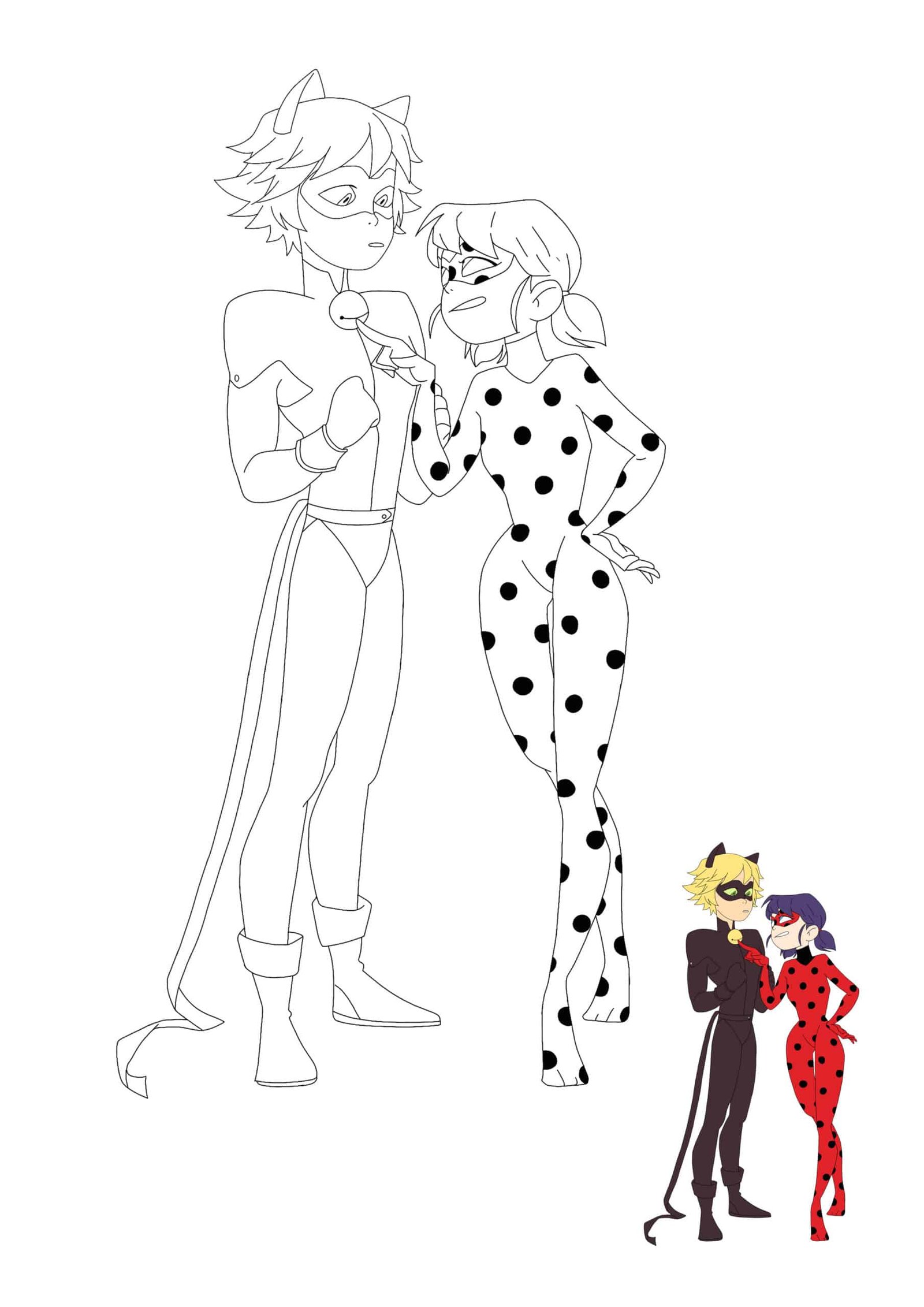 Ladybug and cat noir coloring pages