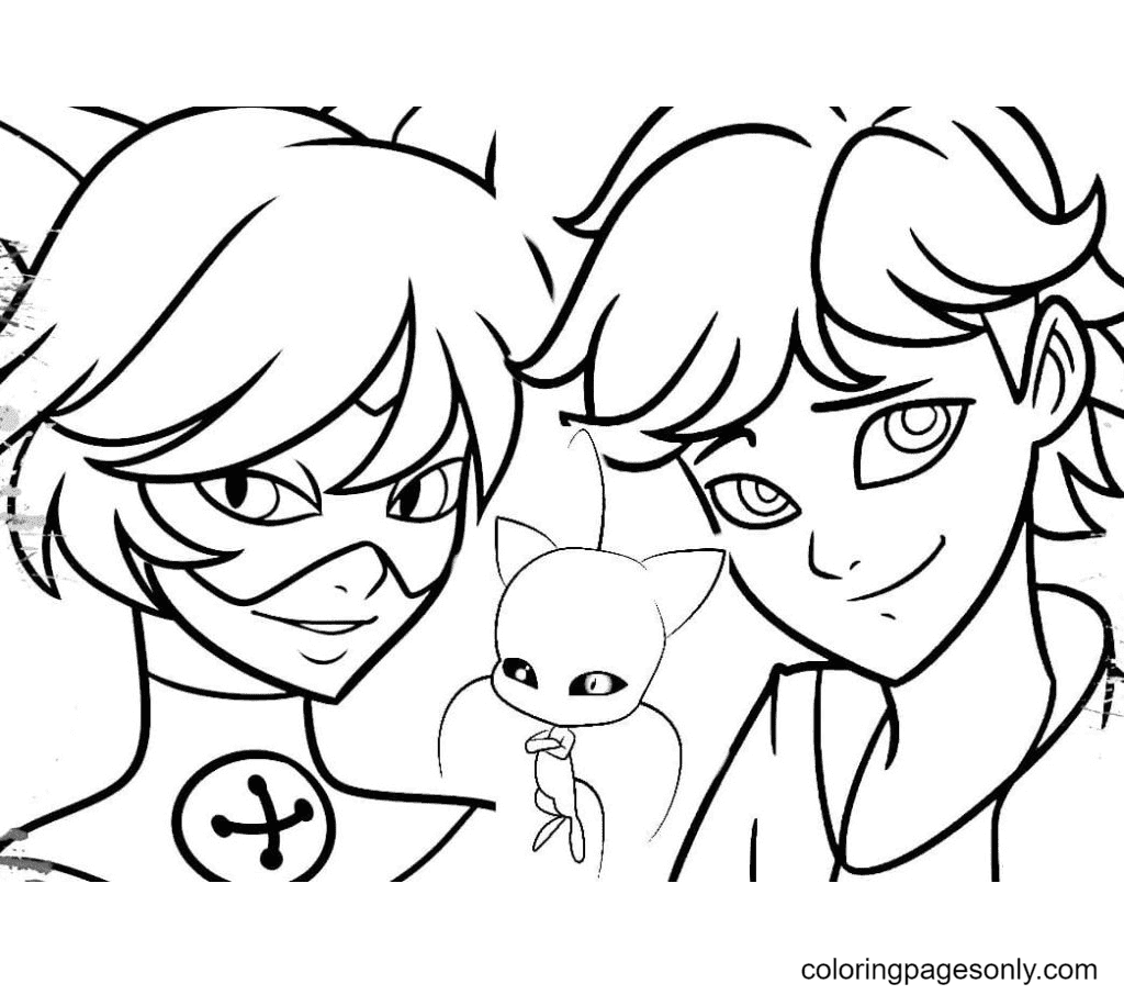 Ladybug and cat noir coloring pages