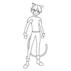 Cat noir miraculous ladybug coloring page for kids