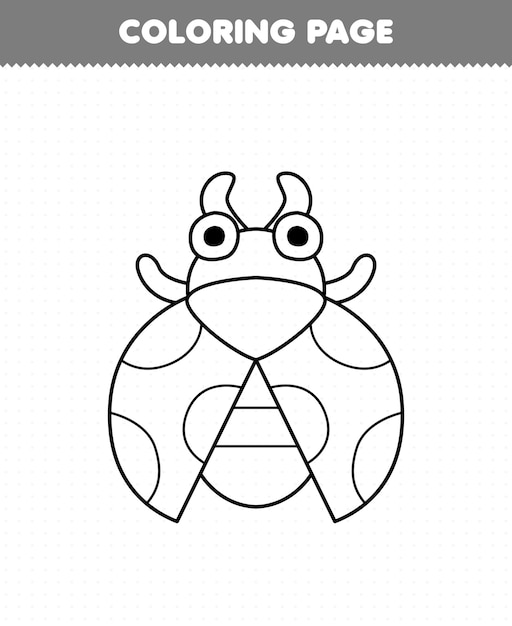 Premium vector education game for children coloring page of cute cartoon ladybug line art printable bug worksheet