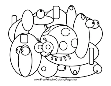Ladybug hidden animal coloring page