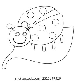 Cute ladybug sitting on leaf black stock vector royalty free