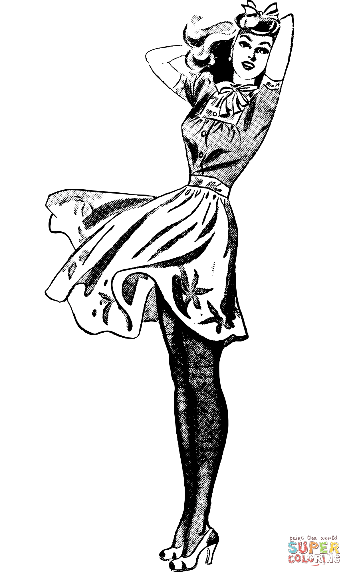Lady in nylons coloring page free printable coloring pages