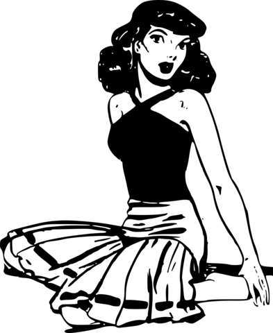 Vintage sitting woman coloring page free printable coloring pages