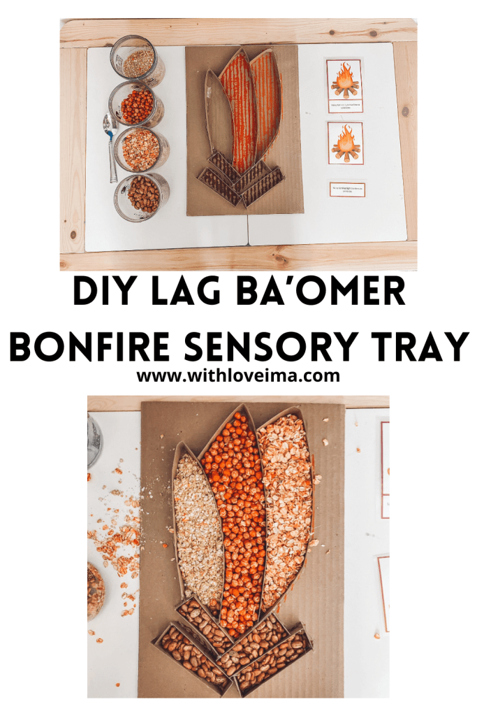 Diy lag baomer bonfire sensory tray