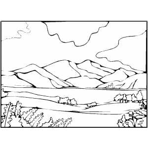 Mountain and lake coloring page