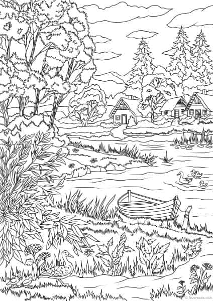 Country spring â lake view â favoreads coloring club