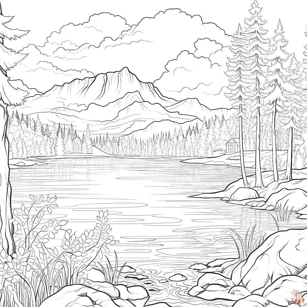 Printable lake coloring pages free for kids and adults