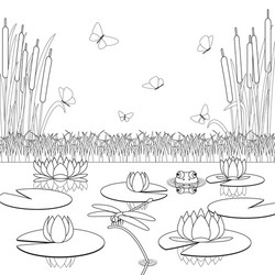 Lake coloring page vector images over