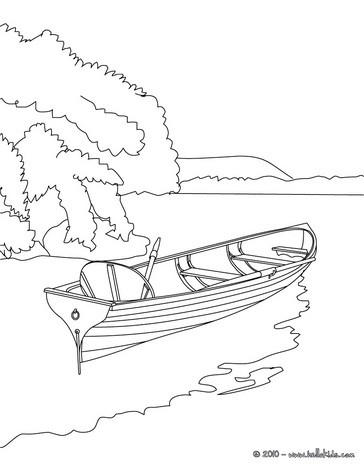 Rowboat on the lake coloring pages