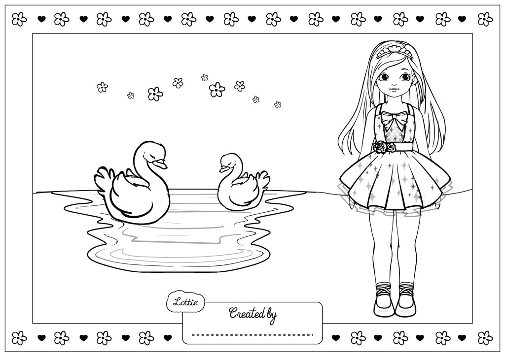 Colouring page swan lake doll