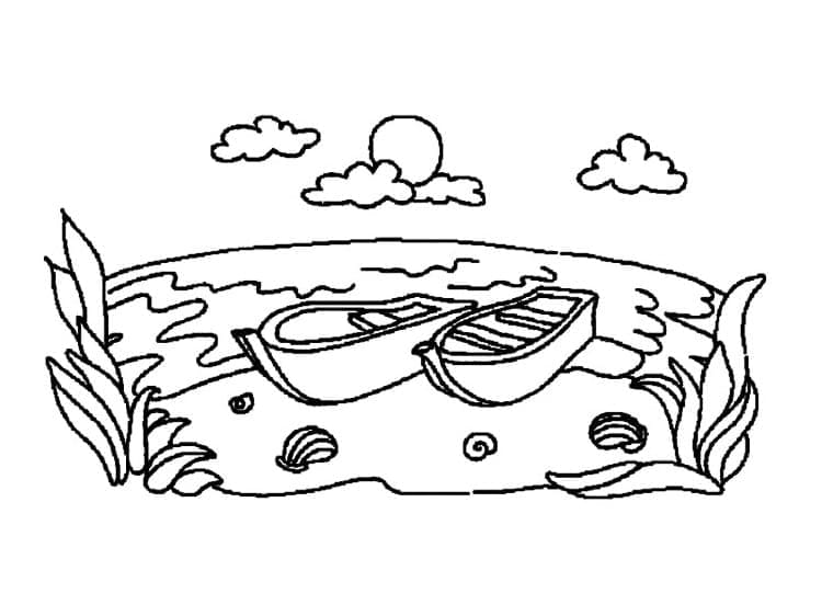 Boats on the lake coloring page