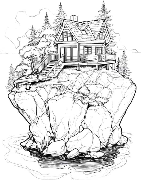 House coloring pages for adults and kids