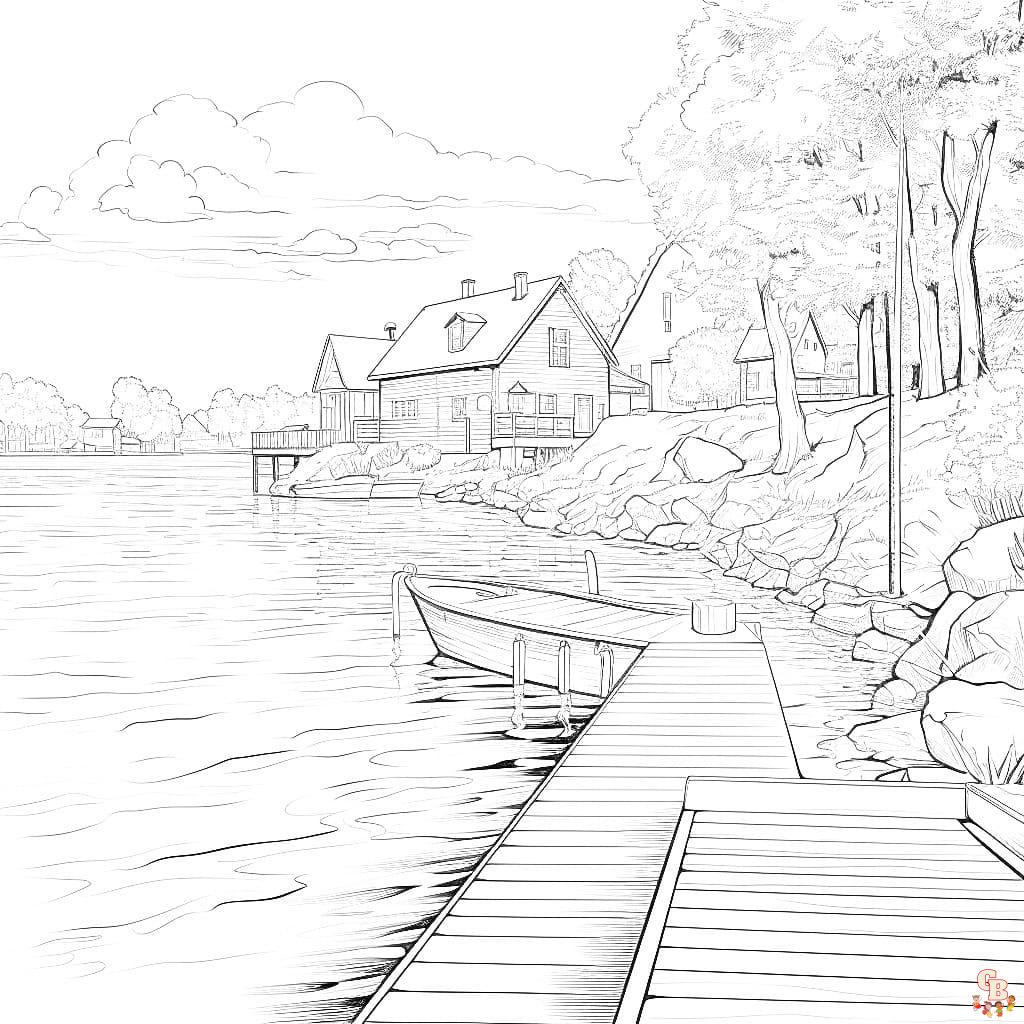 Printable lake coloring pages free for kids and adults