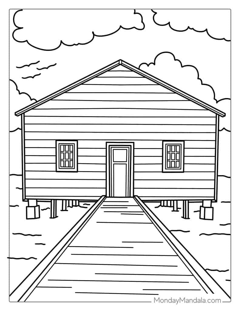 House coloring pages free pdf printables