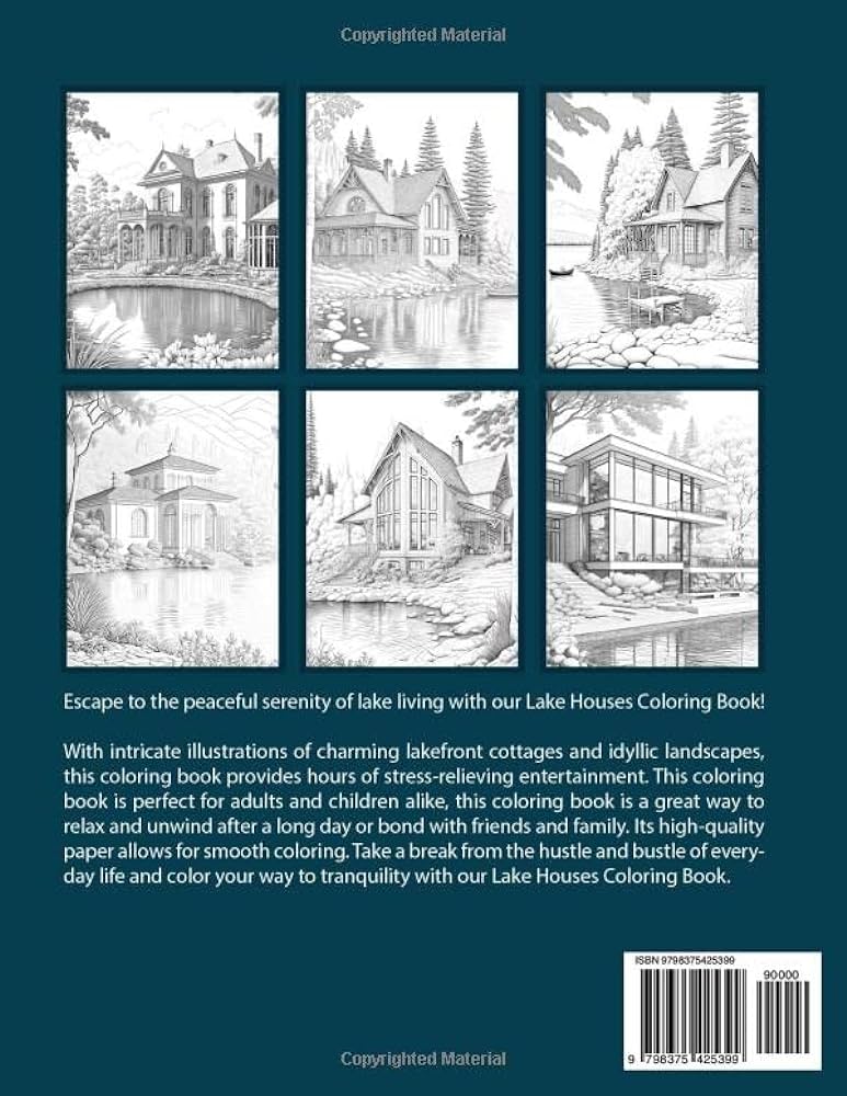 Beautiful lake houses adult coloring book with a collection lake house designs to color mangold markus books