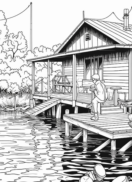Page scenic lake house drawing images