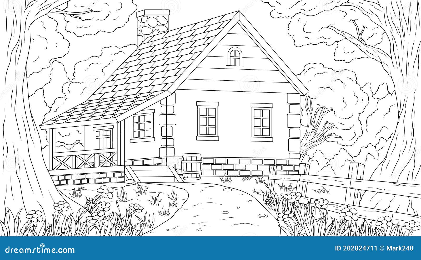 Cottage house coloring stock illustrations â cottage house coloring stock illustrations vectors clipart