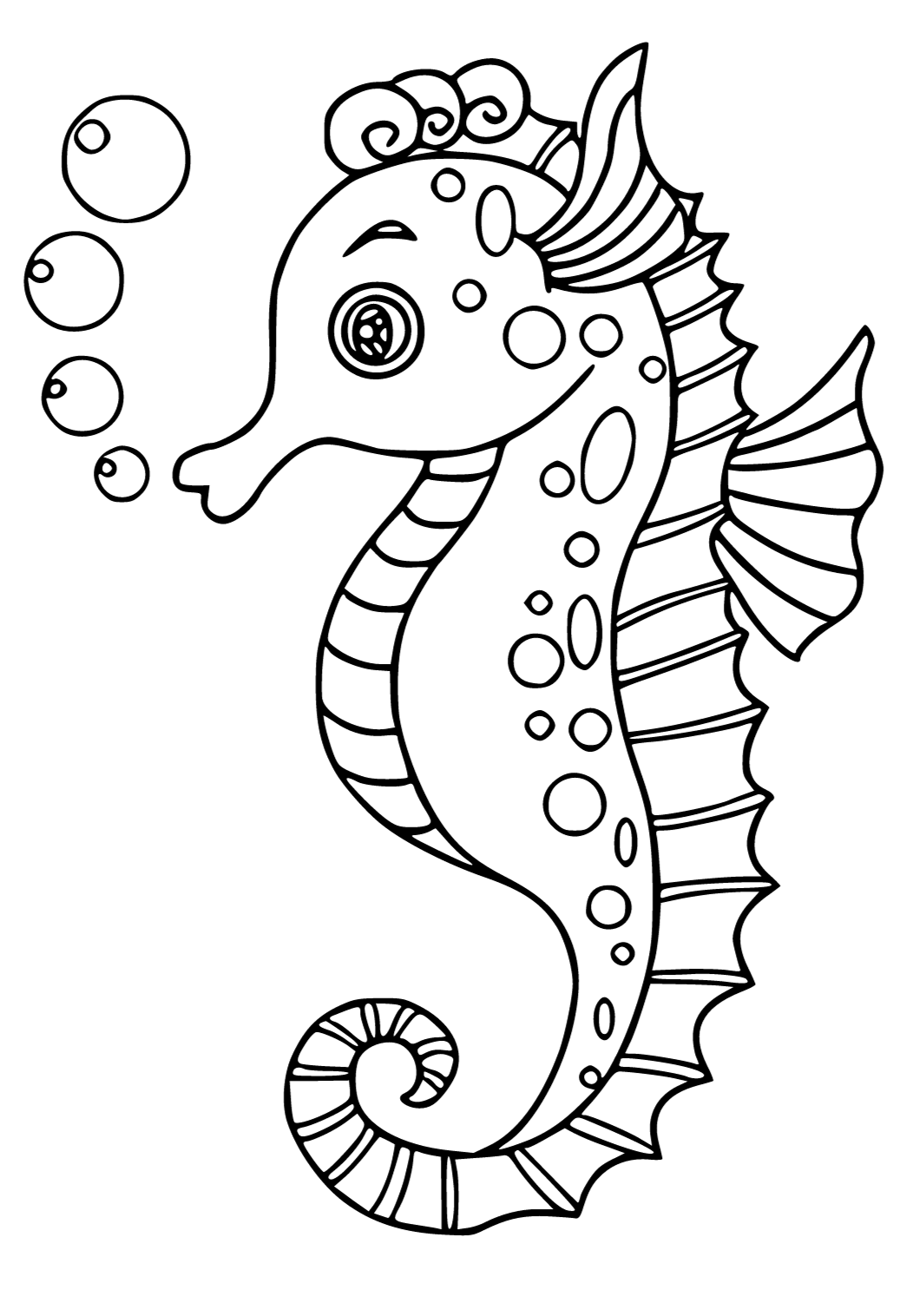 Free printable seahorse cute coloring page for adults and kids