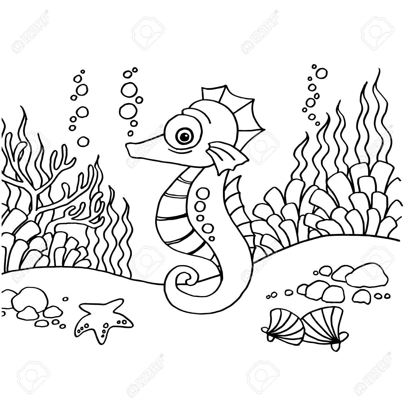Seahorse coloring pages vector royalty free svg cliparts vectors and stock illustration image