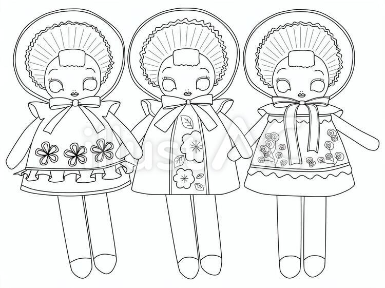 Free vectors cultural doll coloring picture