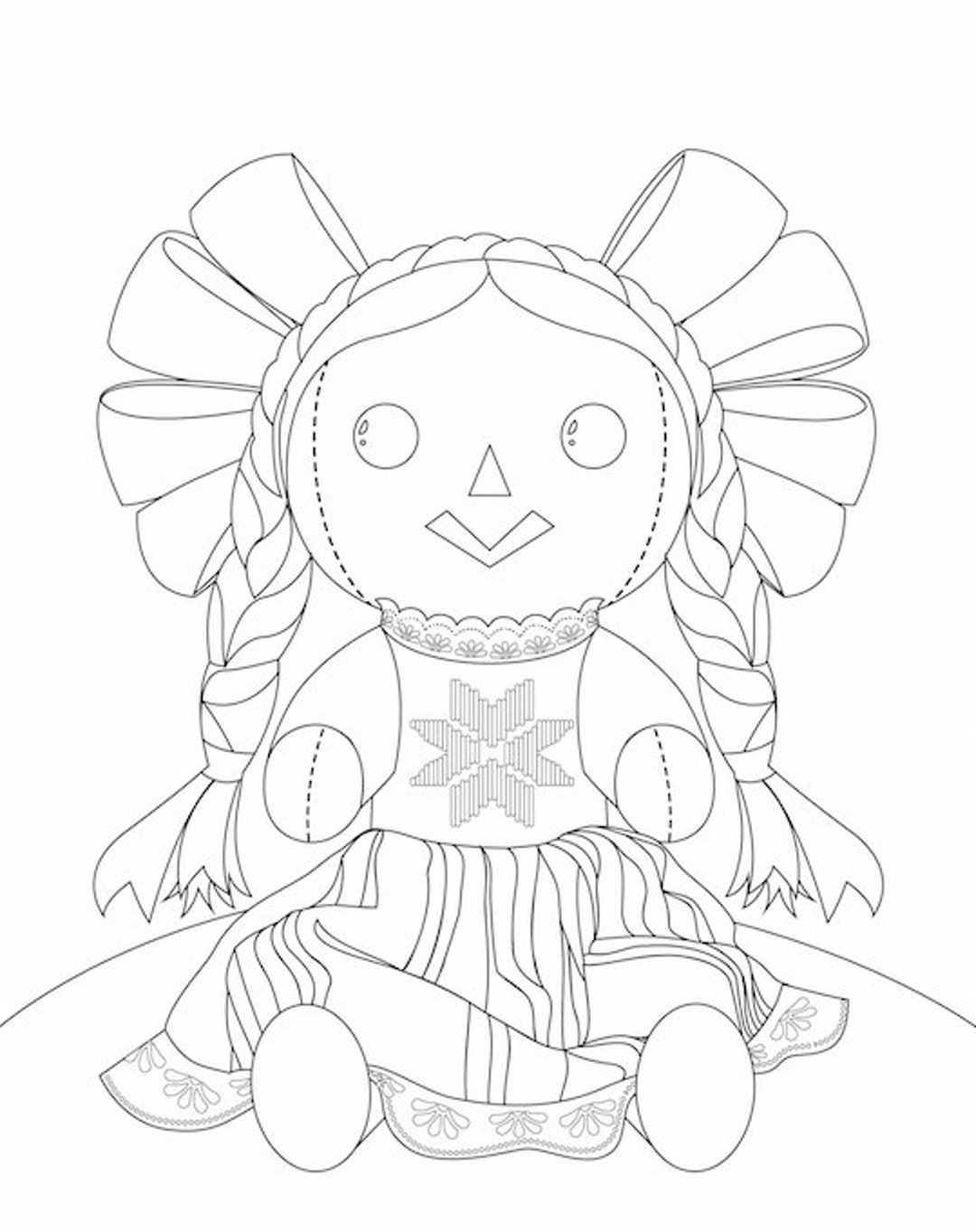 Instant download coloring book page printable adult children coloring page coloring at home activity mexican doll