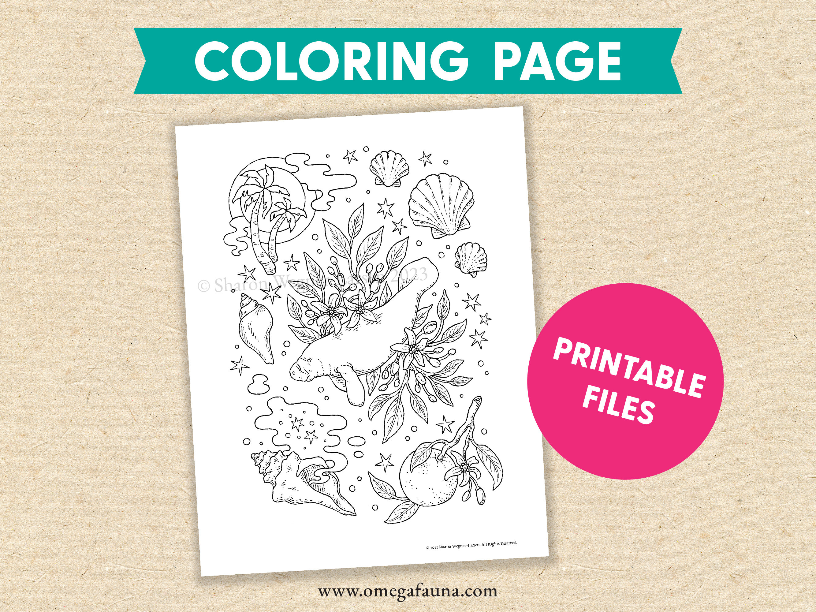 Printable manatee coloring page ocean coloring coastal vibes tropical beach escape florida coloring sea life