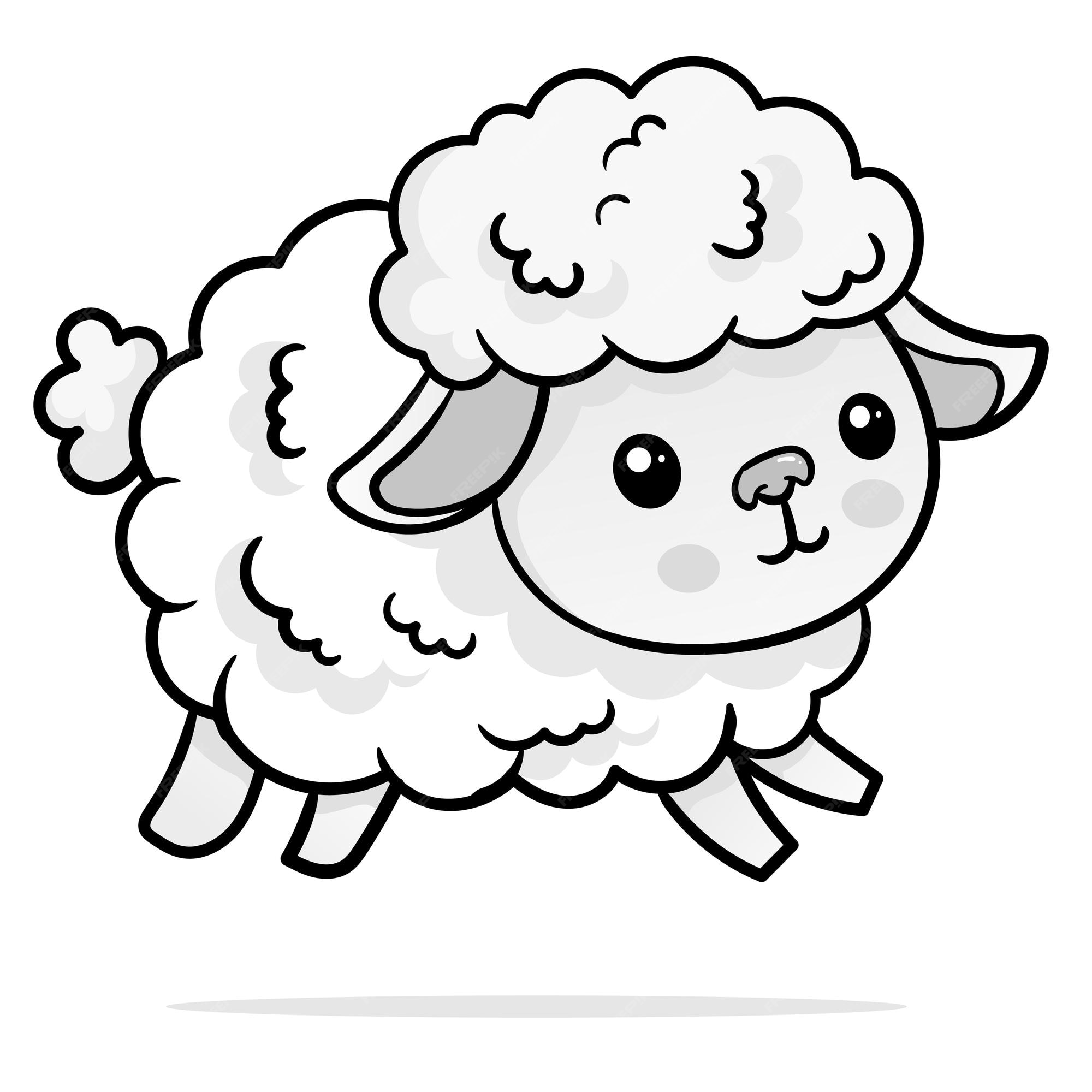 Premium vector coloring page outline of cartoon sheep or lamb farm animals coloring book for kids white background