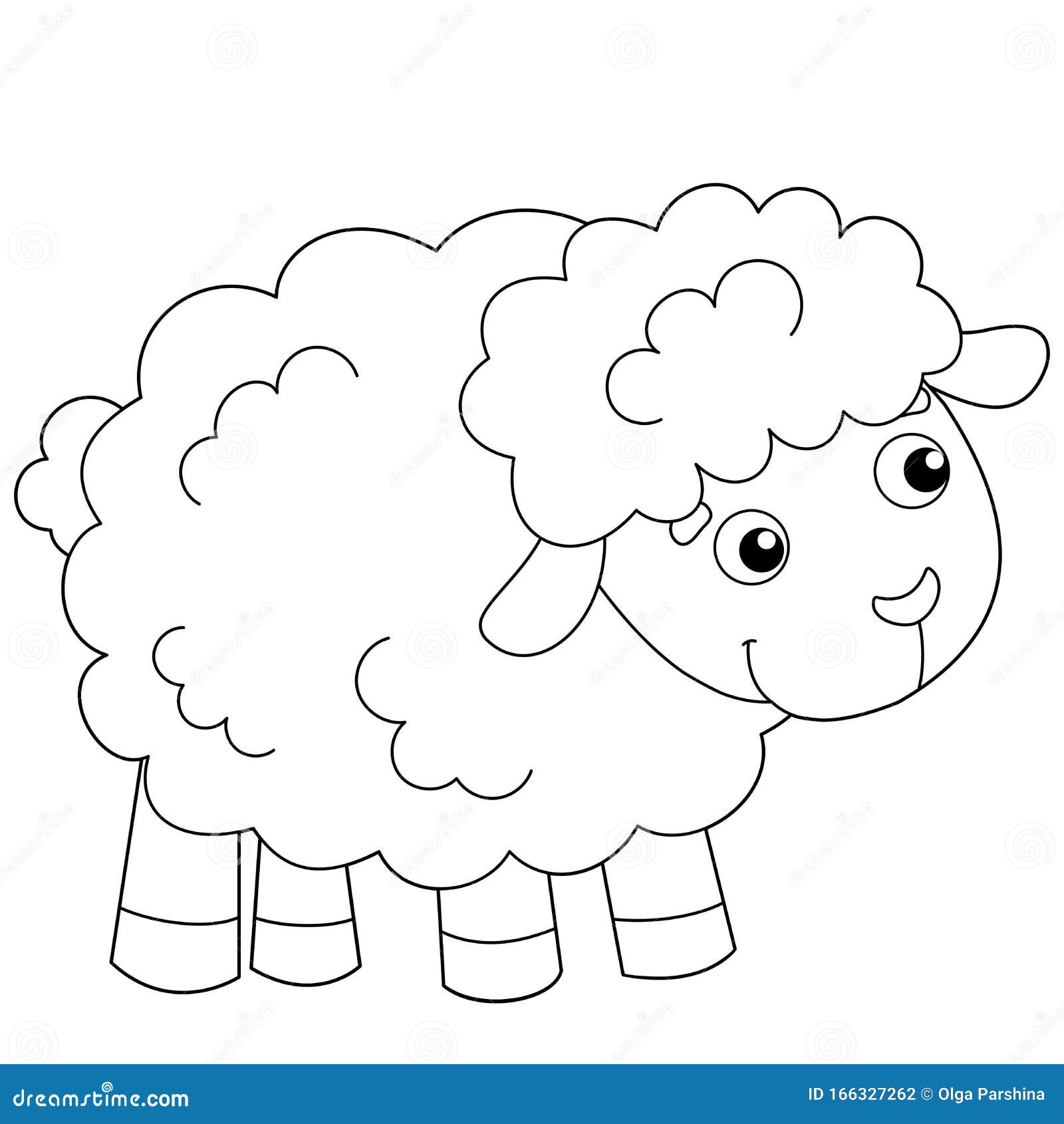 Coloring page outline of cartoon sheep or lamb farm animals stock vector