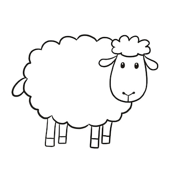 Premium vector sheep cartoon animal cute kawaii doodle coloring page drawing