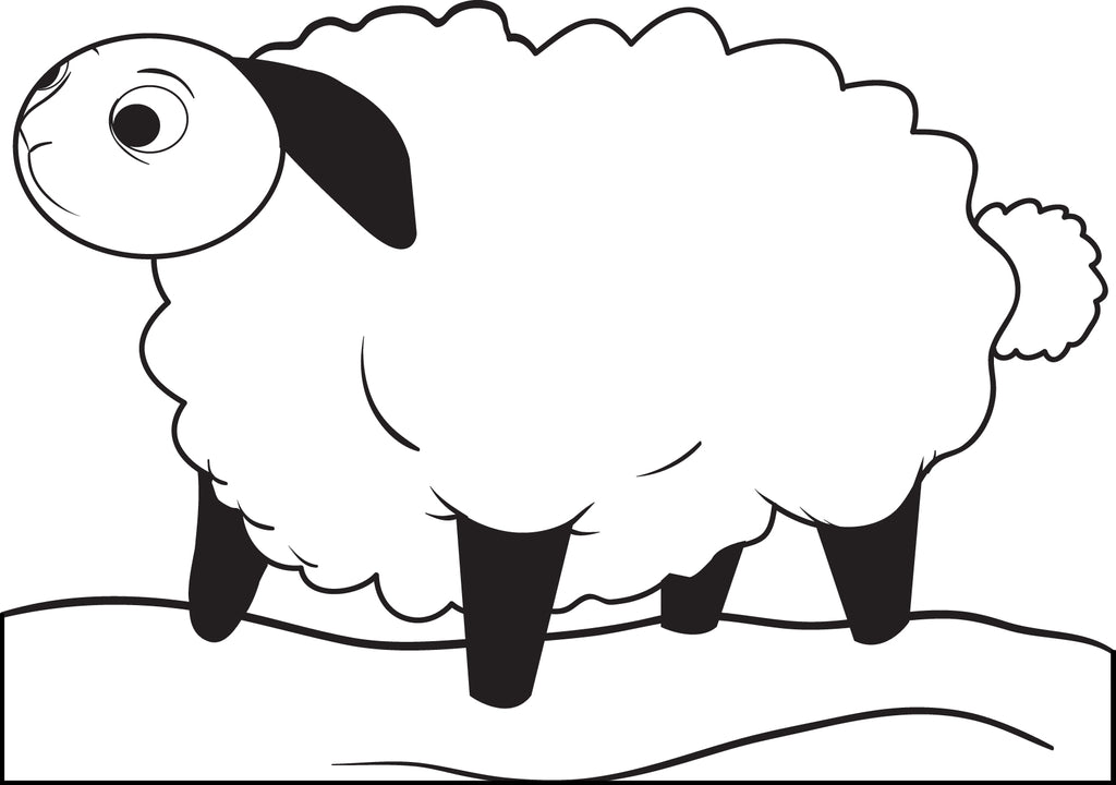 Printable cartoon lamb coloring page for kids â