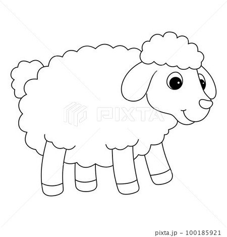 Sheep isolated coloring page for kids