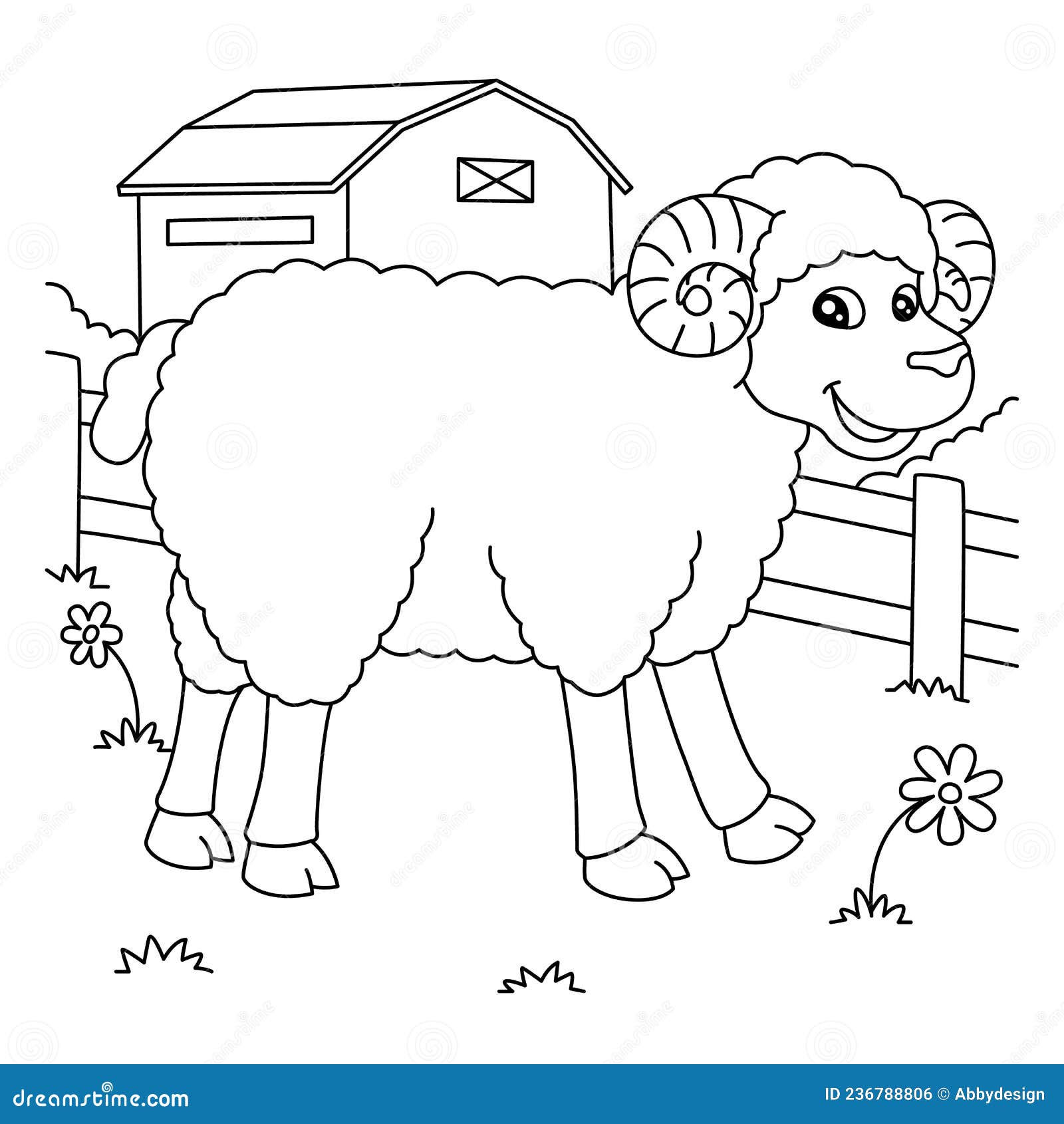Sheep coloring page for kids stock vector