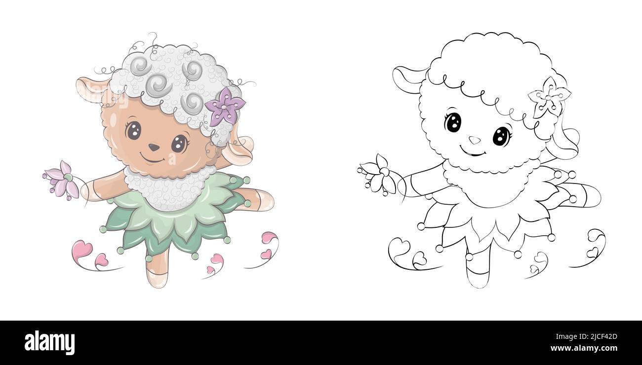 Lamb clipart multicolored and black and white beautiful clip art sheep in a dress vector illustration of an animal for prints for clothes stickers stock vector image art