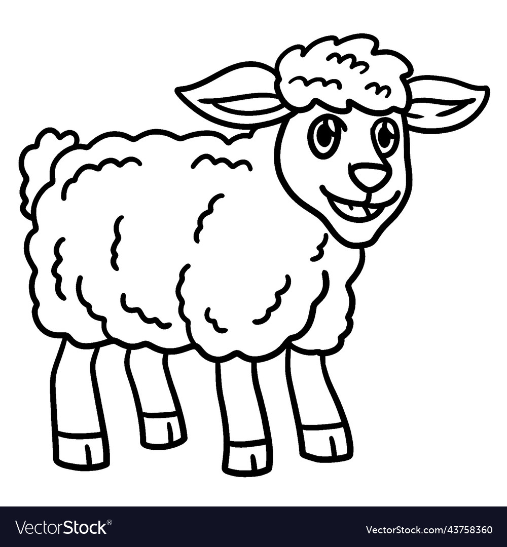 Sheep animal isolated coloring page for kids vector image