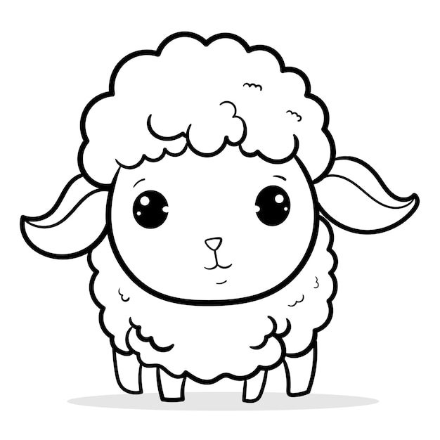 Premium vector coloring page outline of cartoon sheep or lamb farm animals coloring book for kids white background