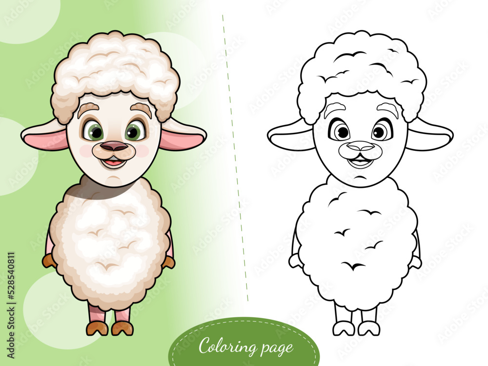 Coloring page a cute cartoon sheep vector