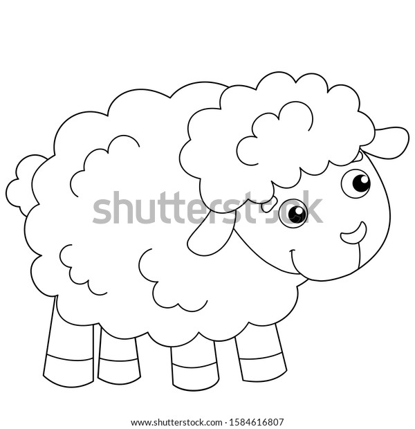 Coloring page outline cartoon sheep lamb stock vector royalty free