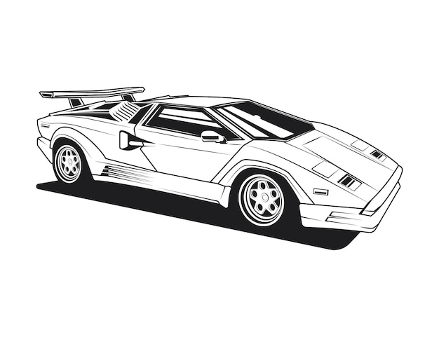 Premium vector old super car coloring page graphic design vector illustration