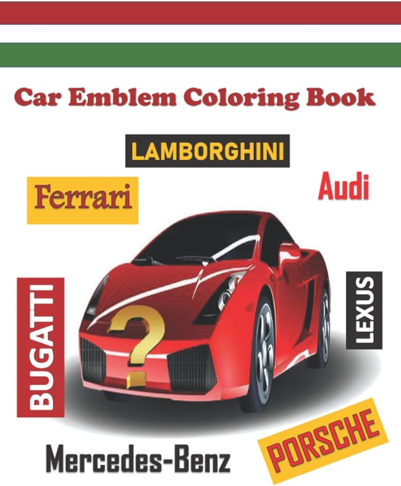 Car emblem coloring book test yourself fun kids and coloring activity the king of colors books