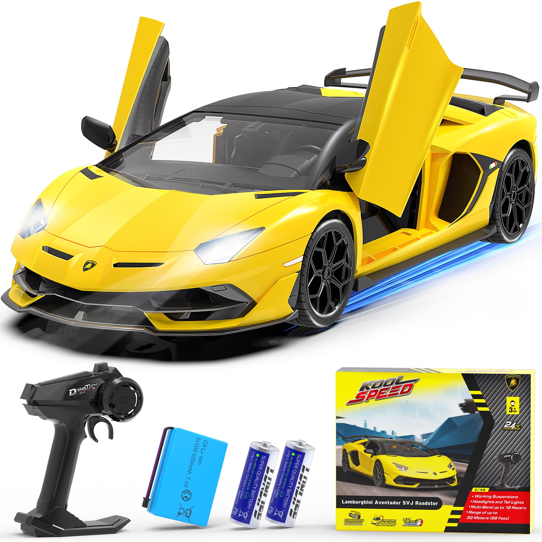 Aeroquest lamborghini remote control car scale lamborghini svj toy car officially licensed kmh rc cars with led light ghz model car for boysgirlsteens and adults birthday gift yellow