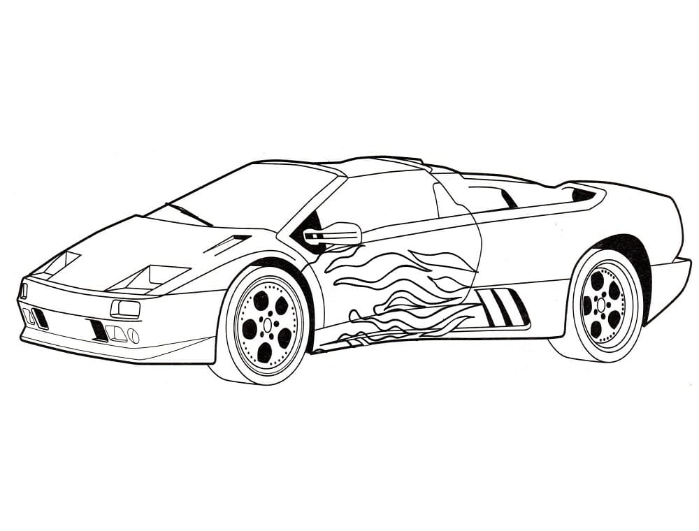 Lamborghini with flame coloring page