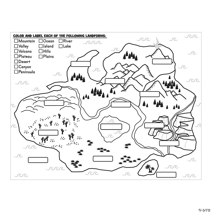 Color your own label color landforms posters