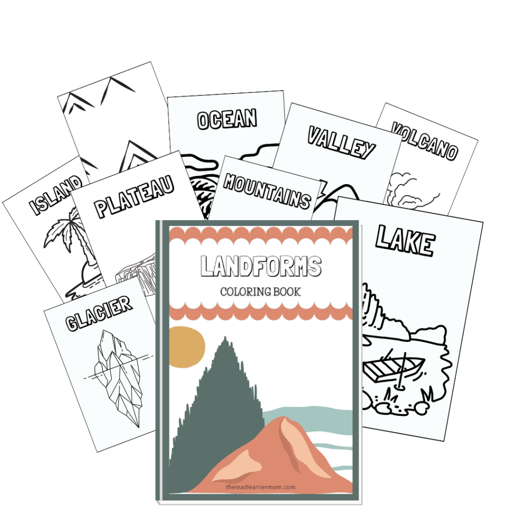 Free coloring book printables weather and landforms