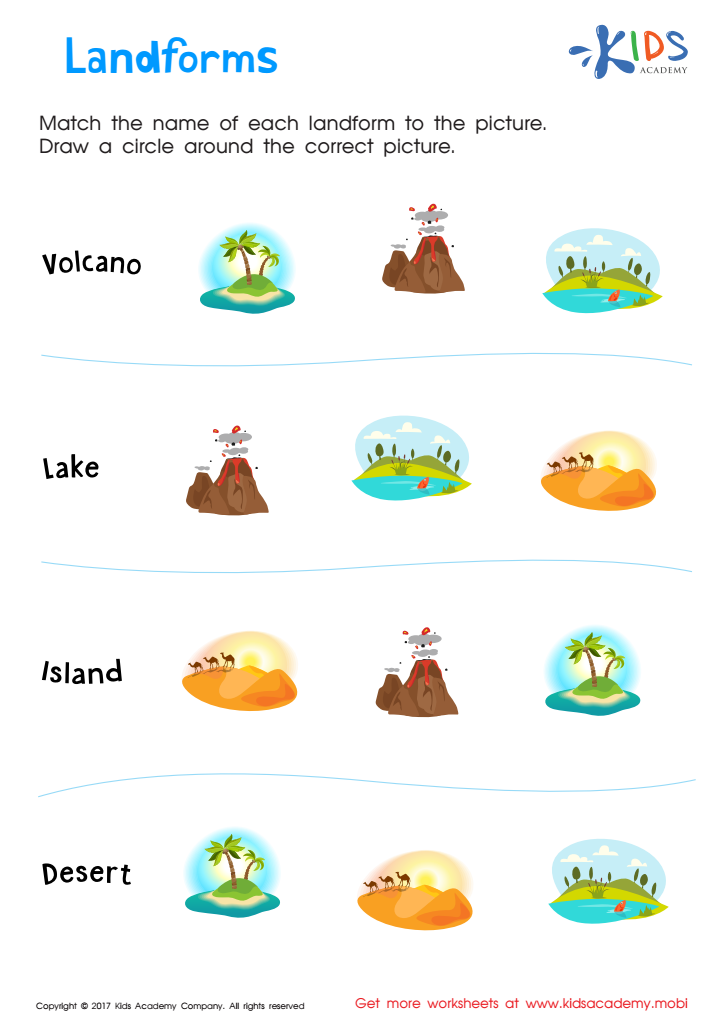 Landforms printable downloadable pdf for kids