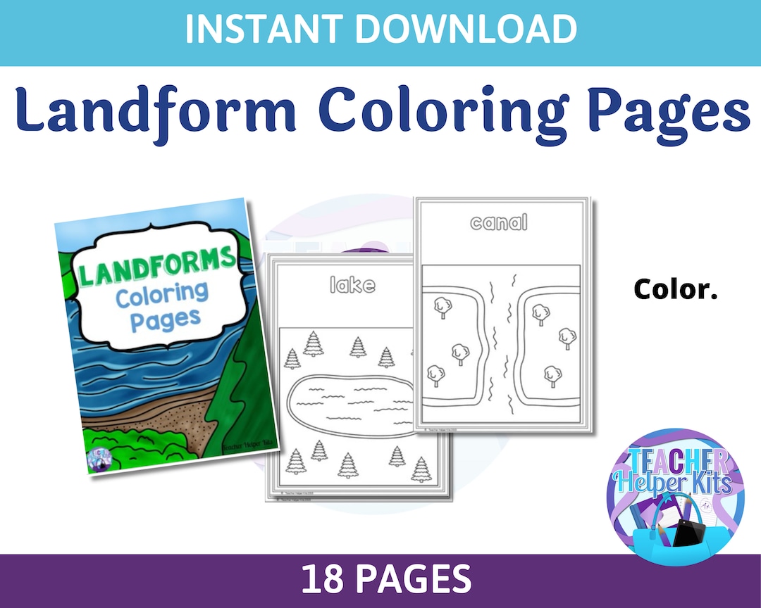 Landform coloring pages science worksheets