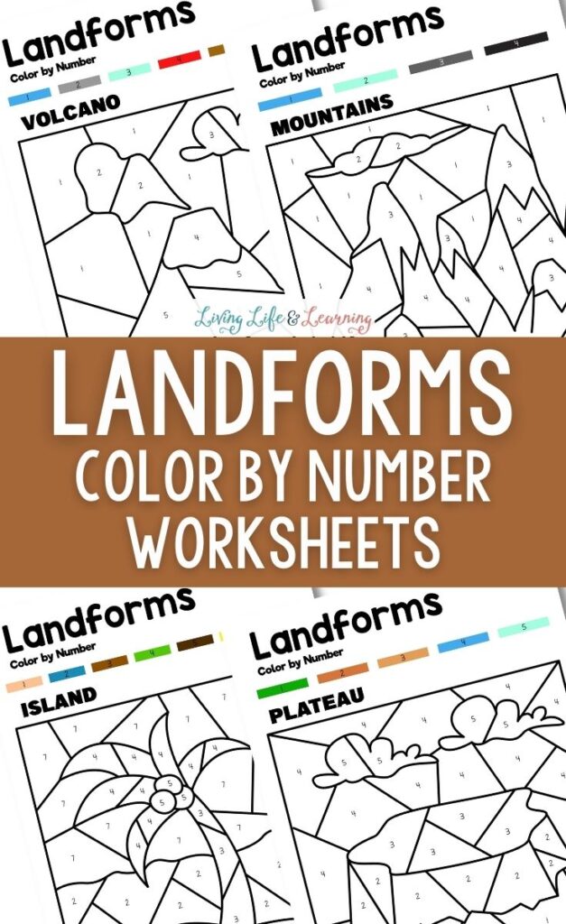 Landform color by number worksheets