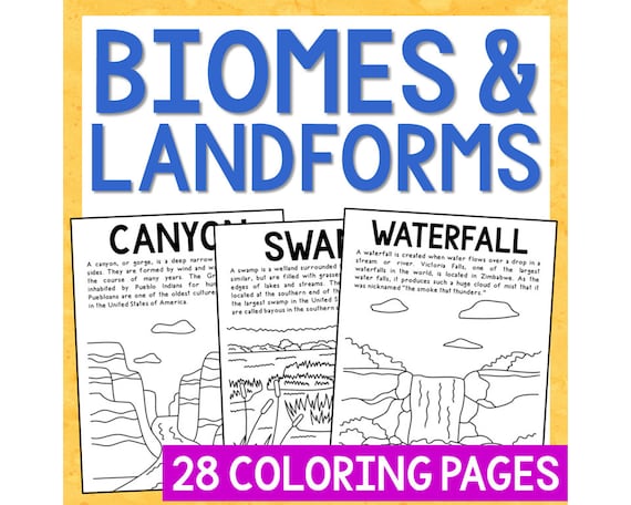 Biomes ecosystems landforms science coloring pages activity bulletin board decor school library homeschool printable worksheets