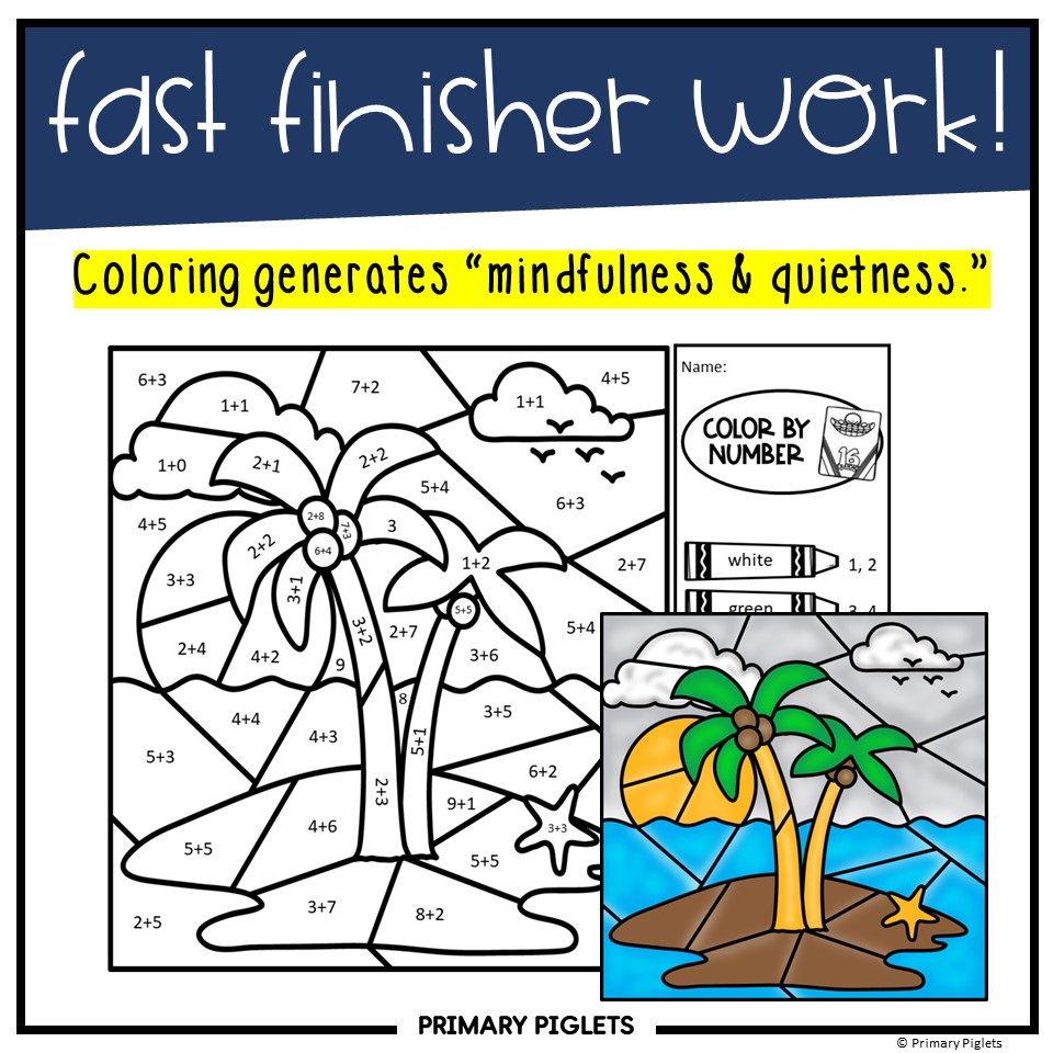 Landforms color by number code addition to and coloring pages